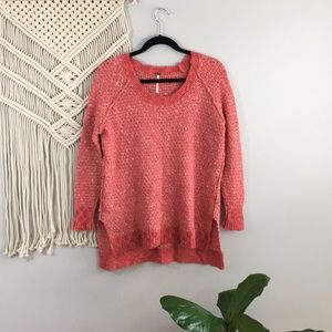 Free People oversized knit coral sweater XS
